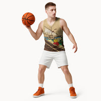 Personalised Bula Vinaka Fiji Drua Basketball Jersey Fijian Traditional Canoe Tapa Cloth Beige LT14 - Polynesian Pride