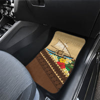 Personalised Bula Vinaka Fiji Drua Car Mats Fijian Traditional Canoe Tapa Cloth Beige LT14 - Polynesian Pride