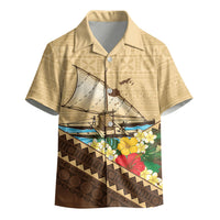 Personalised Bula Vinaka Fiji Drua Kid Hawaiian Shirt Fijian Traditional Canoe Tapa Cloth Beige LT14 - Polynesian Pride