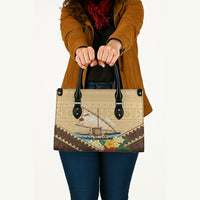 Personalised Bula Vinaka Fiji Drua Leather Bag Fijian Traditional Canoe Tapa Cloth Beige LT14 - Polynesian Pride