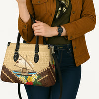 Personalised Bula Vinaka Fiji Drua Leather Bag Fijian Traditional Canoe Tapa Cloth Beige LT14 - Polynesian Pride