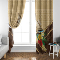 Personalised Bula Vinaka Fiji Drua Window Curtain Fijian Traditional Canoe Tapa Cloth Beige LT14 - Polynesian Pride