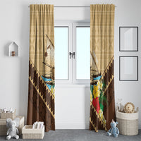 Personalised Bula Vinaka Fiji Drua Window Curtain Fijian Traditional Canoe Tapa Cloth Beige LT14 - Polynesian Pride