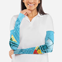 Personalised Bula Vinaka Fiji Drua Arm Sleeves Fijian Traditional Canoe Tapa Cloth Blue LT14 - Polynesian Pride