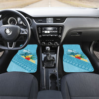 Personalised Bula Vinaka Fiji Drua Car Mats Fijian Traditional Canoe Tapa Cloth Blue LT14 Set 2pcs - Front Blue - Polynesian Pride
