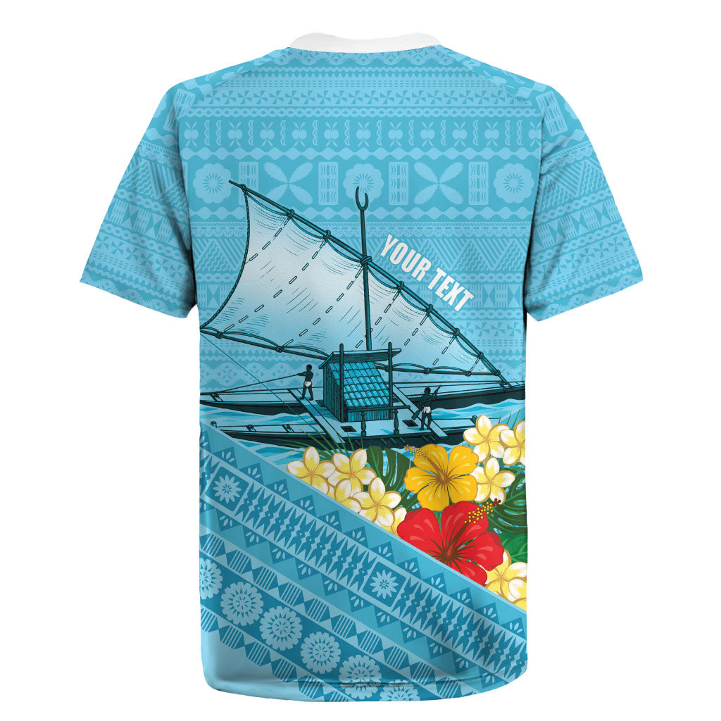 Personalised Bula Vinaka Fiji Drua Rugby Jersey Fijian Traditional Canoe Tapa Cloth Blue LT14 - Polynesian Pride