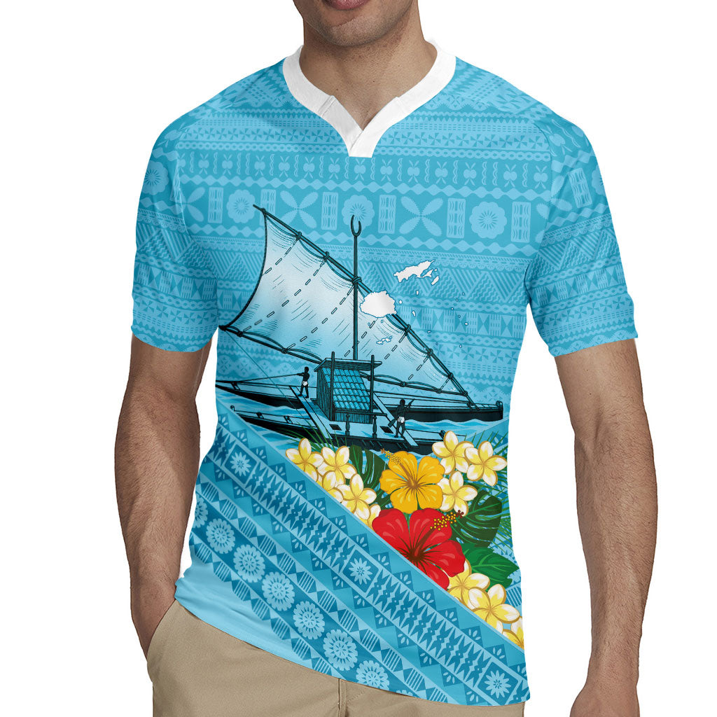 Personalised Bula Vinaka Fiji Drua Rugby Jersey Fijian Traditional Canoe Tapa Cloth Blue LT14 - Polynesian Pride