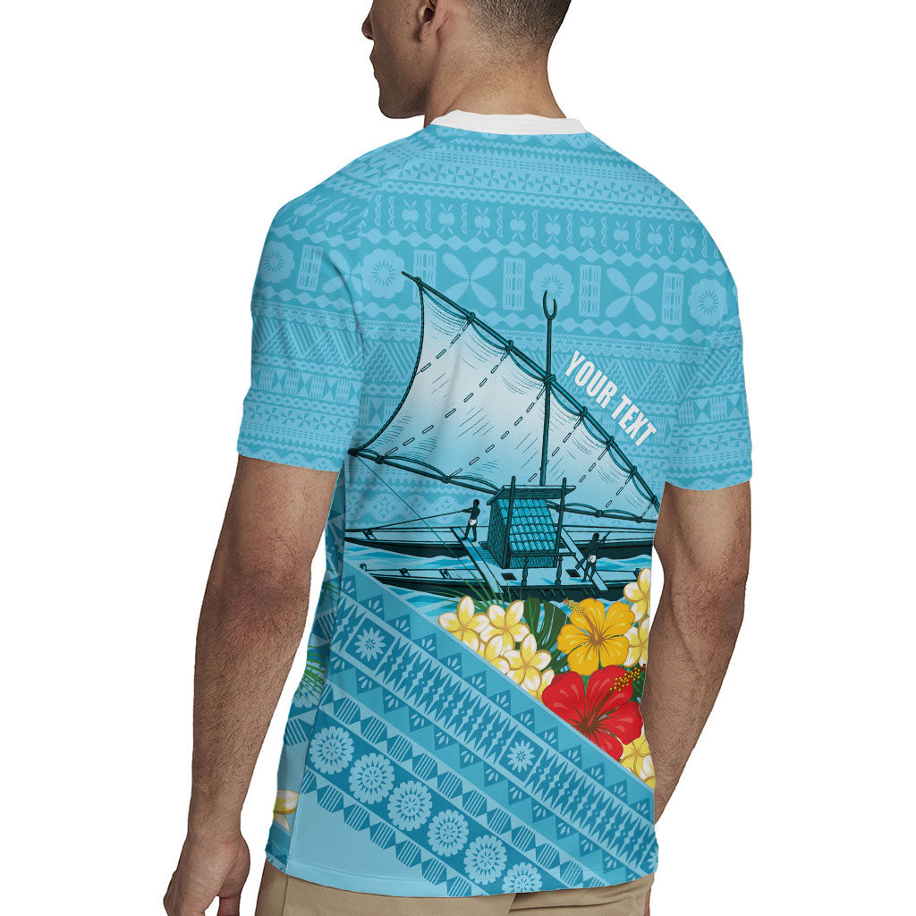 Personalised Bula Vinaka Fiji Drua Rugby Jersey Fijian Traditional Canoe Tapa Cloth Blue LT14 - Polynesian Pride