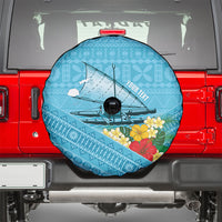 Personalised Bula Vinaka Fiji Drua Spare Tire Cover Fijian Traditional Canoe Tapa Cloth Blue LT14 - Polynesian Pride