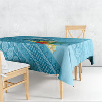 Personalised Bula Vinaka Fiji Drua Tablecloth Fijian Traditional Canoe Tapa Cloth Blue LT14 - Polynesian Pride