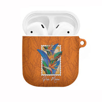 Aloha Hawaii Pua Manu AirPods Case Hawaiian Bird of Paradise Flowers Stylized Stamp LT14 Orange - Polynesian Pride