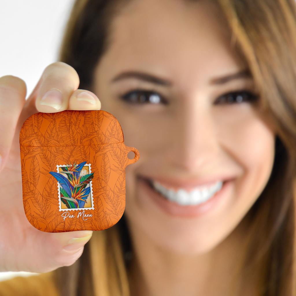 Aloha Hawaii Pua Manu AirPods Case Hawaiian Bird of Paradise Flowers Stylized Stamp LT14 - Polynesian Pride