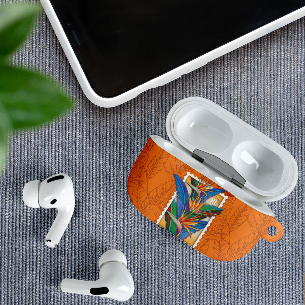 Aloha Hawaii Pua Manu AirPods Case Hawaiian Bird of Paradise Flowers Stylized Stamp LT14 - Polynesian Pride