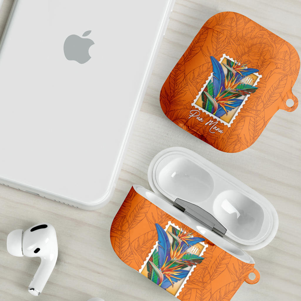 Aloha Hawaii Pua Manu AirPods Case Hawaiian Bird of Paradise Flowers Stylized Stamp LT14 - Polynesian Pride