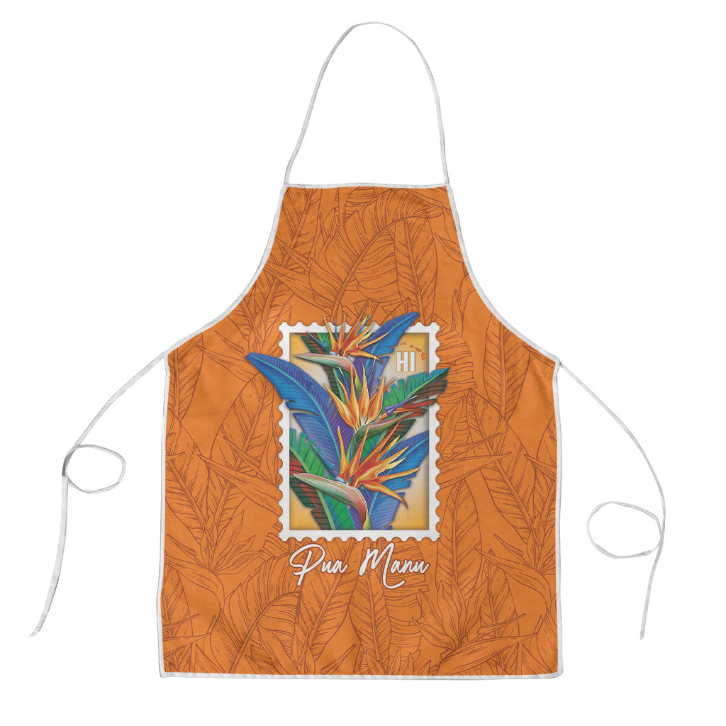 Aloha Hawaii Pua Manu Apron Hawaiian Bird of Paradise Flowers Stylized Stamp