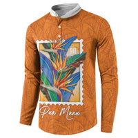 Aloha Hawaii Pua Manu Button Sweatshirt Hawaiian Bird of Paradise Flowers Stylized Stamp LT14 - Polynesian Pride