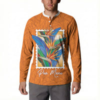 Aloha Hawaii Pua Manu Button Sweatshirt Hawaiian Bird of Paradise Flowers Stylized Stamp LT14 - Polynesian Pride
