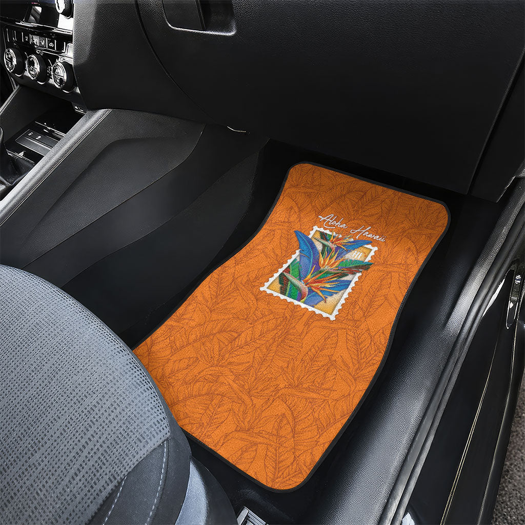 Aloha Hawaii Pua Manu Car Mats Hawaiian Bird of Paradise Flowers Stylized Stamp LT14 - Polynesian Pride