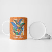 Aloha Hawaii Pua Manu Ceramic Mug Hawaiian Bird of Paradise Flowers Stylized Stamp LT14 - Polynesian Pride