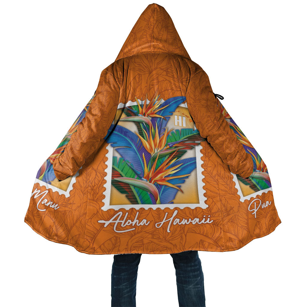 Aloha Hawaii Pua Manu Cloak Hawaiian Bird of Paradise Flowers Stylized Stamp