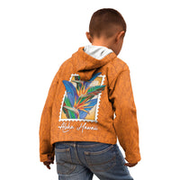 Aloha Hawaii Pua Manu Kid Hoodie Hawaiian Bird of Paradise Flowers Stylized Stamp LT14 - Polynesian Pride