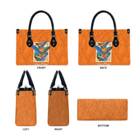 Aloha Hawaii Pua Manu Leather Bag Hawaiian Bird of Paradise Flowers Stylized Stamp LT14 - Polynesian Pride