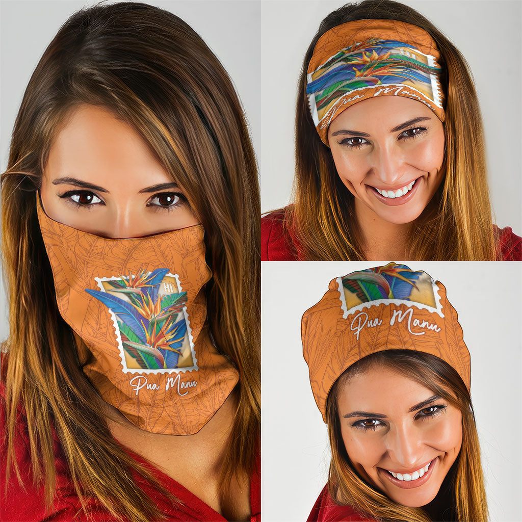 Aloha Hawaii Pua Manu Neck Gaiter Hawaiian Bird of Paradise Flowers Stylized Stamp LT14 - Polynesian Pride