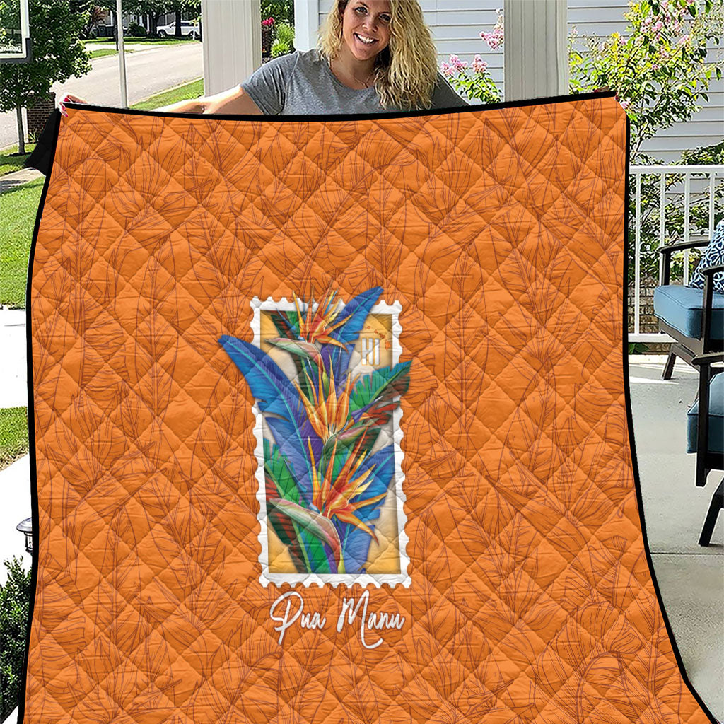 Aloha Hawaii Pua Manu Quilt Hawaiian Bird of Paradise Flowers Stylized Stamp