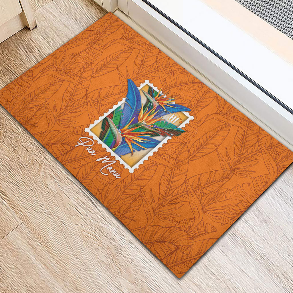 Aloha Hawaii Pua Manu Rubber Doormat Hawaiian Bird of Paradise Flowers Stylized Stamp LT14 - Polynesian Pride