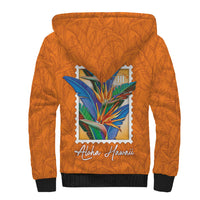 Aloha Hawaii Pua Manu Sherpa Hoodie Hawaiian Bird of Paradise Flowers Stylized Stamp LT14 - Polynesian Pride