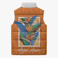 Aloha Hawaii Pua Manu Sleeveless Puffer Jacket Hawaiian Bird of Paradise Flowers Stylized Stamp LT14 - Polynesian Pride
