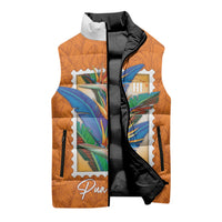 Aloha Hawaii Pua Manu Sleeveless Puffer Jacket Hawaiian Bird of Paradise Flowers Stylized Stamp LT14 - Polynesian Pride