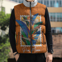 Aloha Hawaii Pua Manu Sleeveless Puffer Jacket Hawaiian Bird of Paradise Flowers Stylized Stamp LT14 - Polynesian Pride