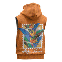 Aloha Hawaii Pua Manu Sleeveless Zip Hoodie Hawaiian Bird of Paradise Flowers Stylized Stamp LT14 - Polynesian Pride