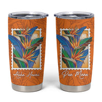 Aloha Hawaii Pua Manu Tumbler Cup Hawaiian Bird of Paradise Flowers Stylized Stamp LT14 Orange - Polynesian Pride