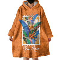 Aloha Hawaii Pua Manu Wearable Blanket Hoodie Hawaiian Bird of Paradise Flowers Stylized Stamp LT14 - Polynesian Pride
