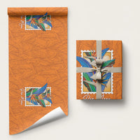 Aloha Hawaii Pua Manu Wrapping Paper Hawaiian Bird of Paradise Flowers Stylized Stamp LT14 58" × 23" Orange - Polynesian Pride