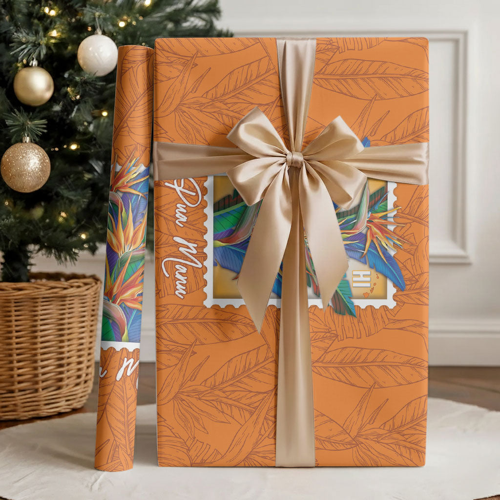 Aloha Hawaii Pua Manu Wrapping Paper Hawaiian Bird of Paradise Flowers Stylized Stamp LT14 - Polynesian Pride