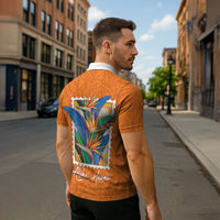 Aloha Hawaii Pua Manu Zipper Polo Shirt Hawaiian Bird of Paradise Flowers Stylized Stamp LT14 - Polynesian Pride
