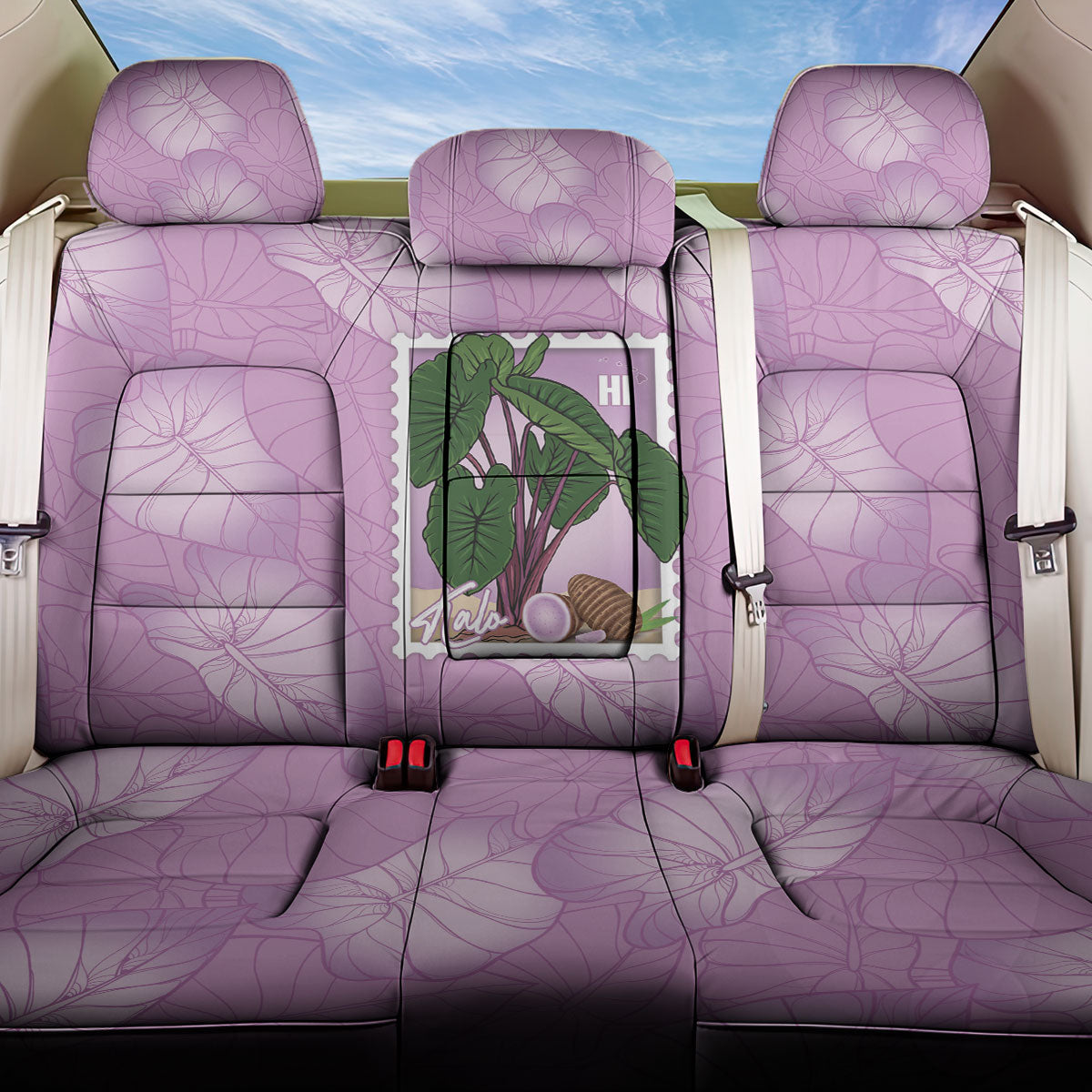 Aloha Hawaii Kalo Back Car Seat Cover Hawaiian Taro Leaves Stylized Stamp