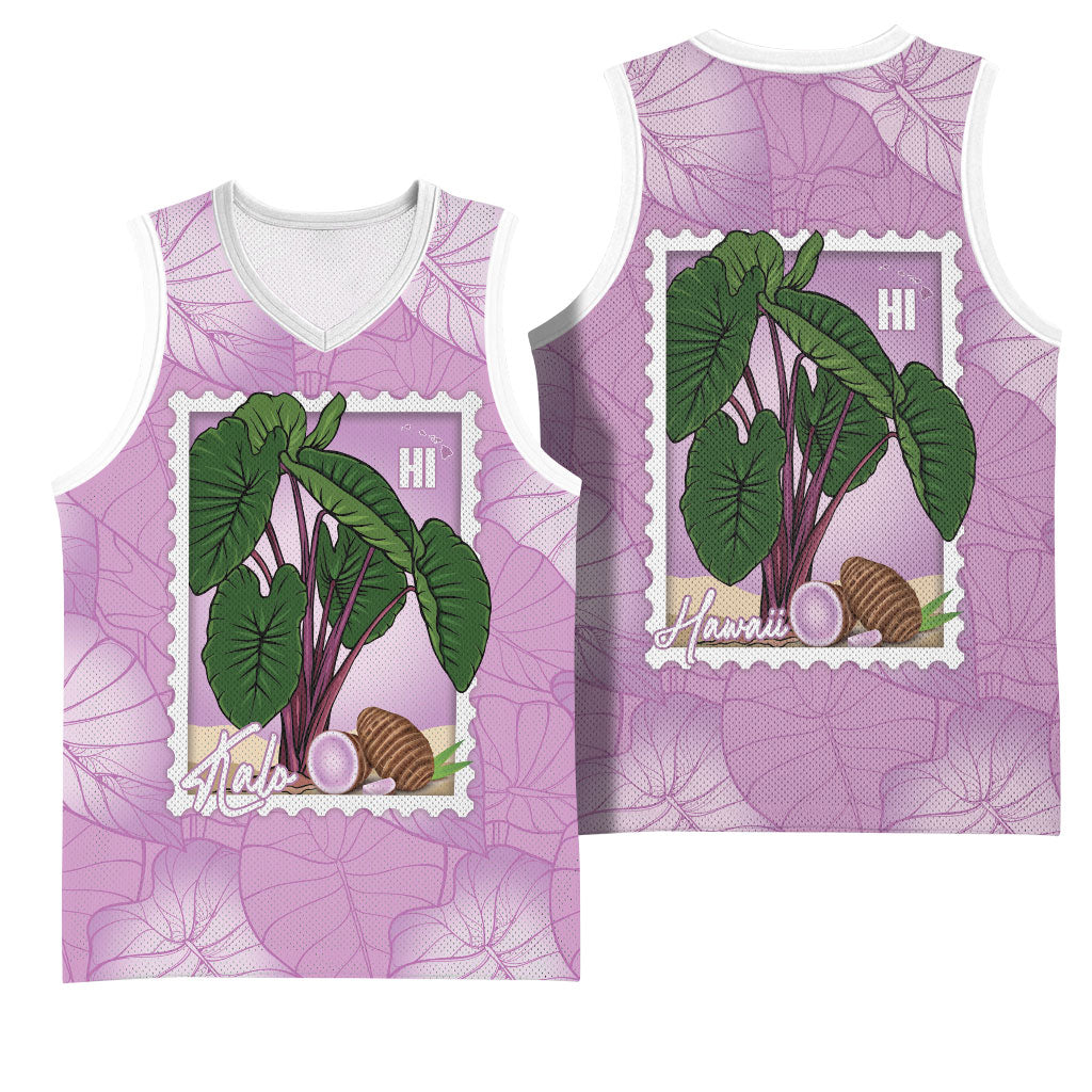 Aloha Hawaii Kalo Basketball Jersey Hawaiian Taro Leaves Stylized Stamp LT14 - Polynesian Pride