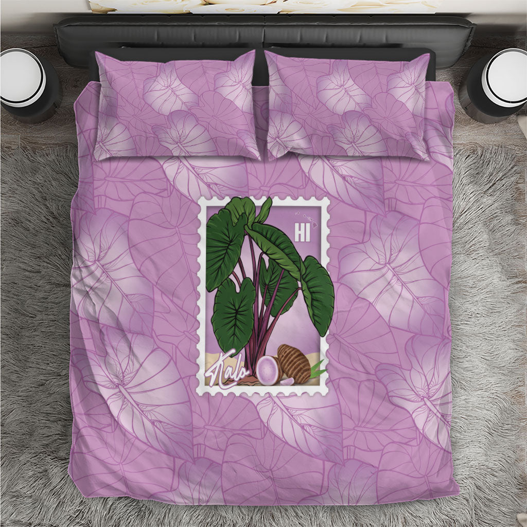 Aloha Hawaii Kalo Bedding Set Hawaiian Taro Leaves Stylized Stamp