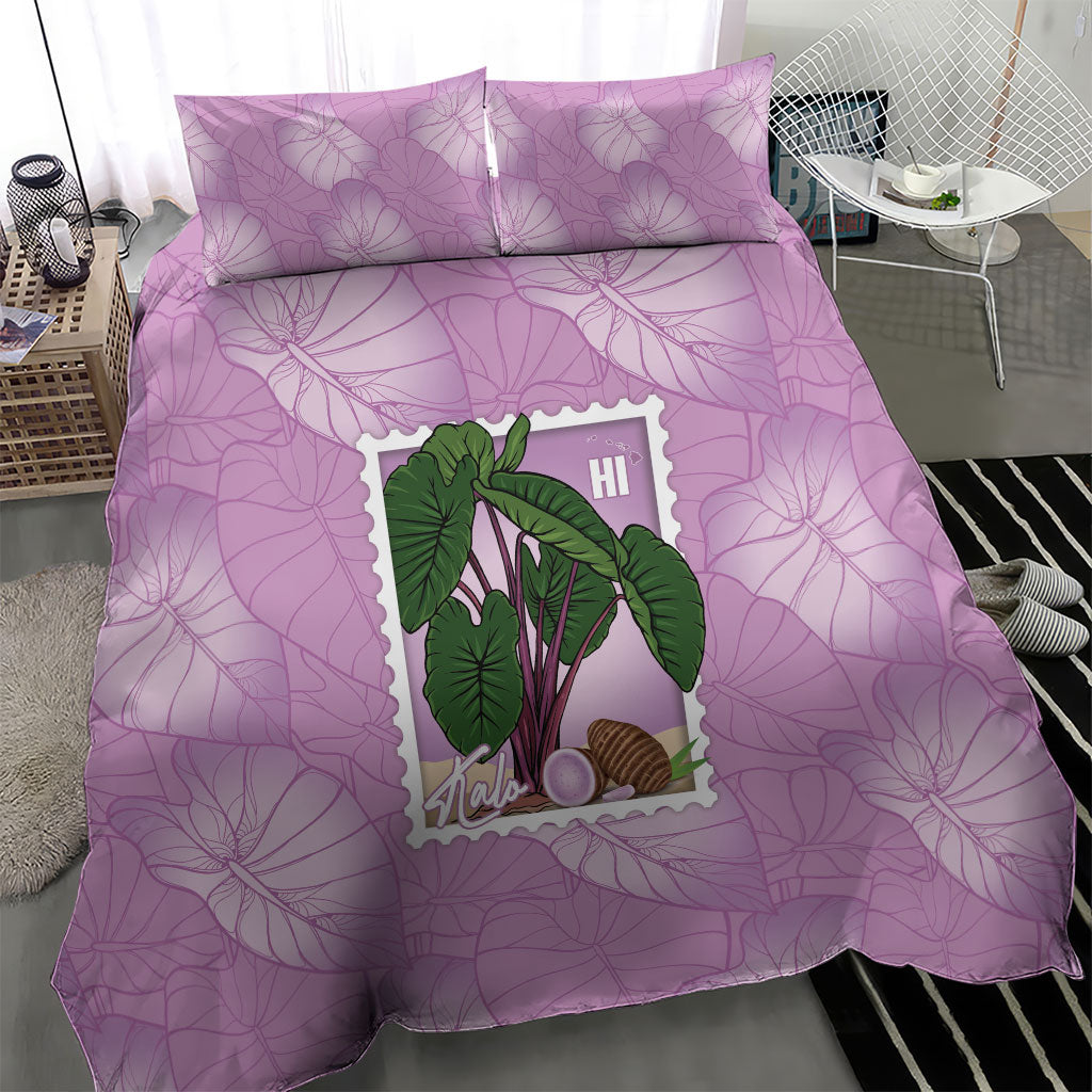 Aloha Hawaii Kalo Bedding Set Hawaiian Taro Leaves Stylized Stamp LT14 - Polynesian Pride