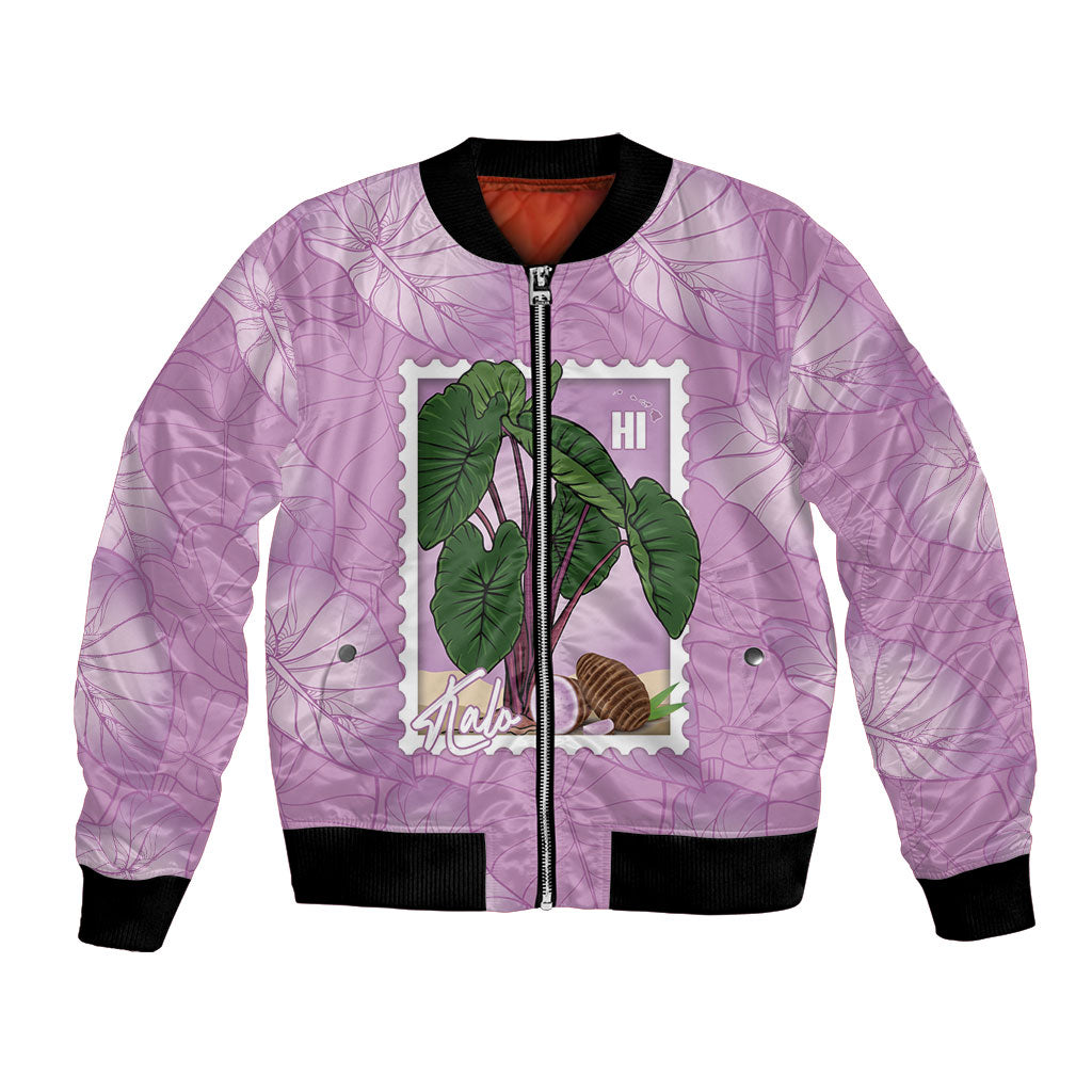 Aloha Hawaii Kalo Bomber Jacket Hawaiian Taro Leaves Stylized Stamp