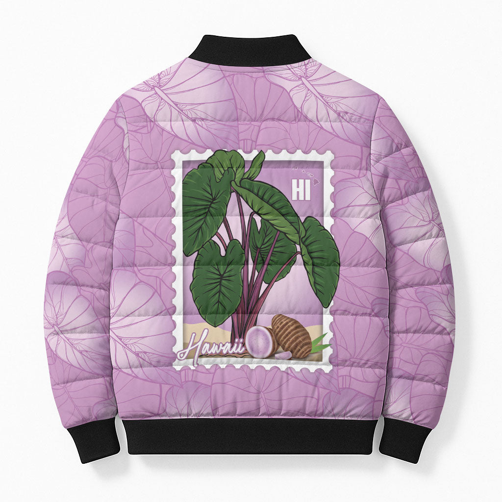 Aloha Hawaii Kalo Bomber Puffer Jacket Hawaiian Taro Leaves Stylized Stamp LT14 - Polynesian Pride