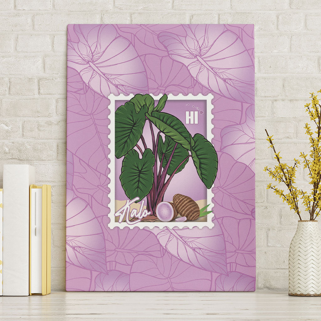 Aloha Hawaii Kalo Canvas Wall Art Hawaiian Taro Leaves Stylized Stamp