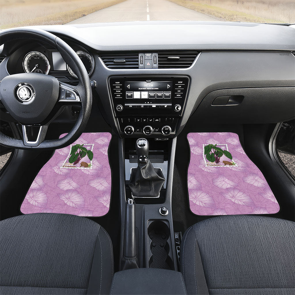 Aloha Hawaii Kalo Car Mats Hawaiian Taro Leaves Stylized Stamp LT14 Set 2pcs - Front Purple - Polynesian Pride