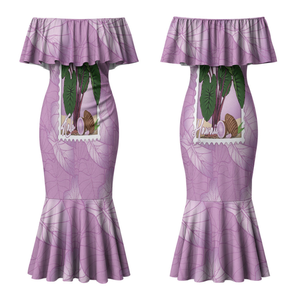 Aloha Hawaii Kalo Couples Matching Mermaid Dress and Hawaiian Shirt Hawaiian Taro Leaves Stylized Stamp LT14 - Polynesian Pride