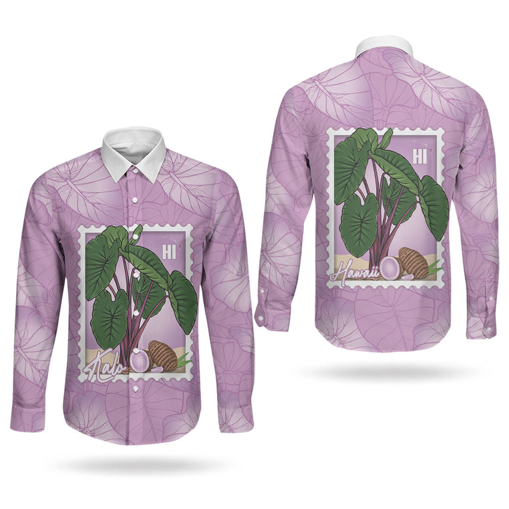 Aloha Hawaii Kalo Couples Matching Short Sleeve Bodycon Dress and Long Sleeve Button Shirt Hawaiian Taro Leaves Stylized Stamp LT14 - Polynesian Pride