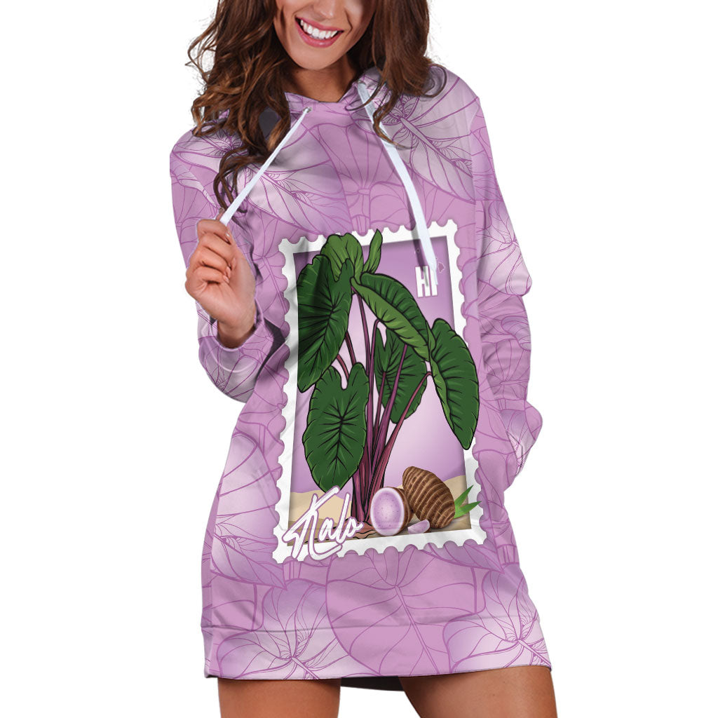 Aloha Hawaii Kalo Hoodie Dress Hawaiian Taro Leaves Stylized Stamp